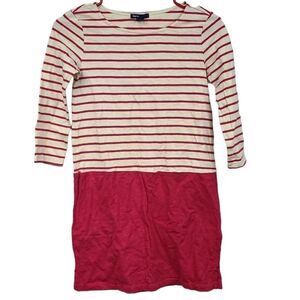GAP Girls Large 10 Red & Cream Stripe Long Sleeve Knit Dress Comfy Casual School